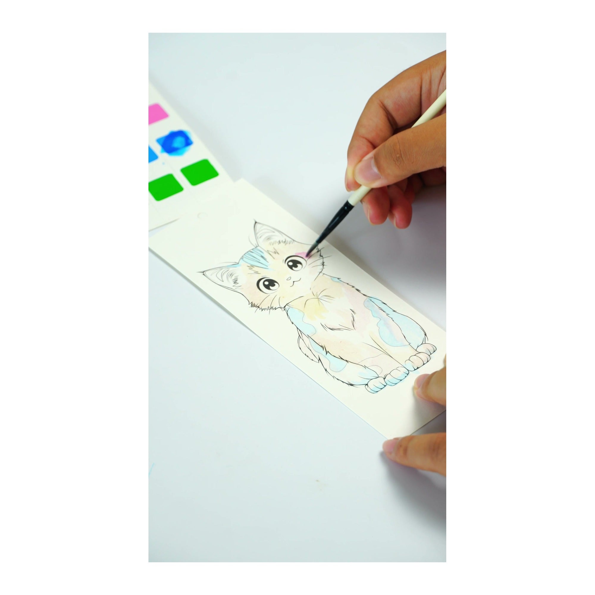COI0035 Sandwich watercolor bookmark painting process with paper paint card