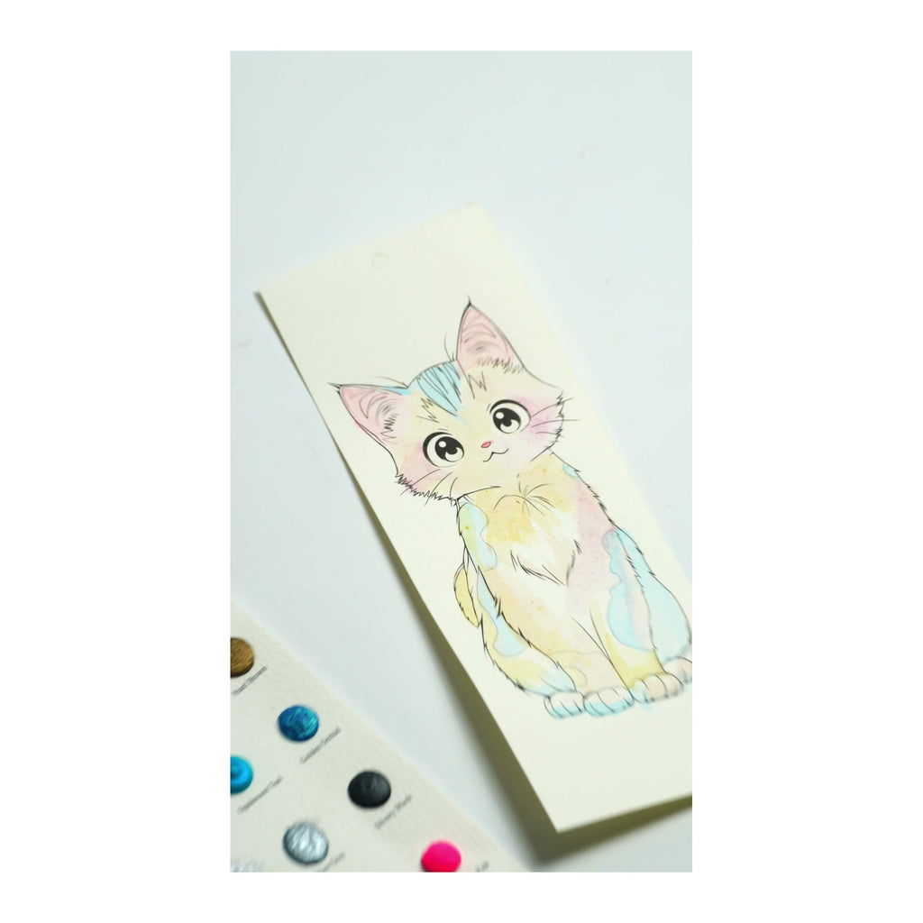 COI0035 Sandwich watercolor bookmark finished colored bookmark with paint card