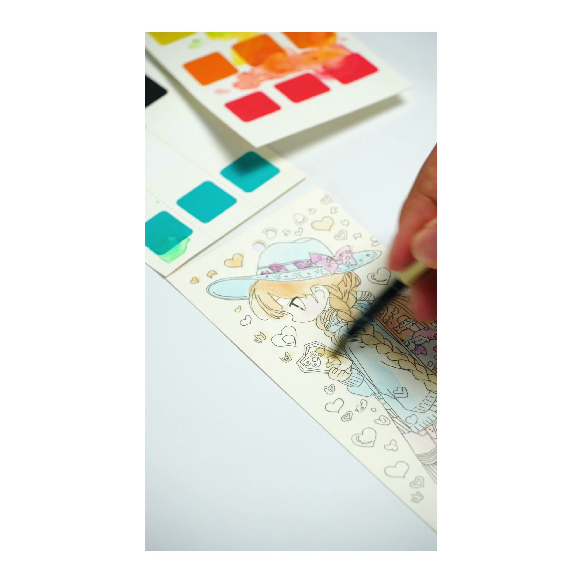 COI0037 Ethnic Eden watercolor bookmark painting process closeup
