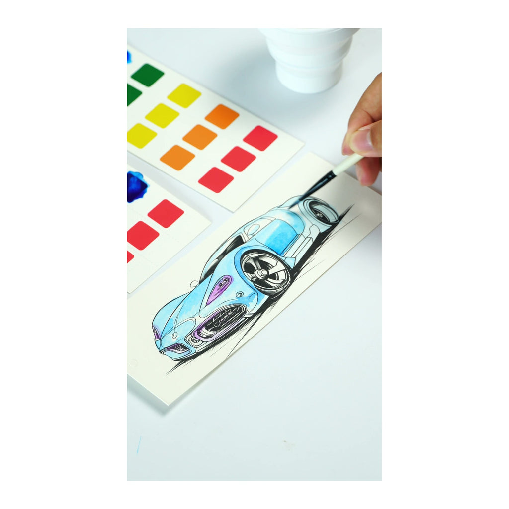 COI0040 Sedan Fantasy watercolor bookmark painting process with paper paint card