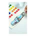 COI0040 Sedan Fantasy watercolor bookmark painting process with paper paint card