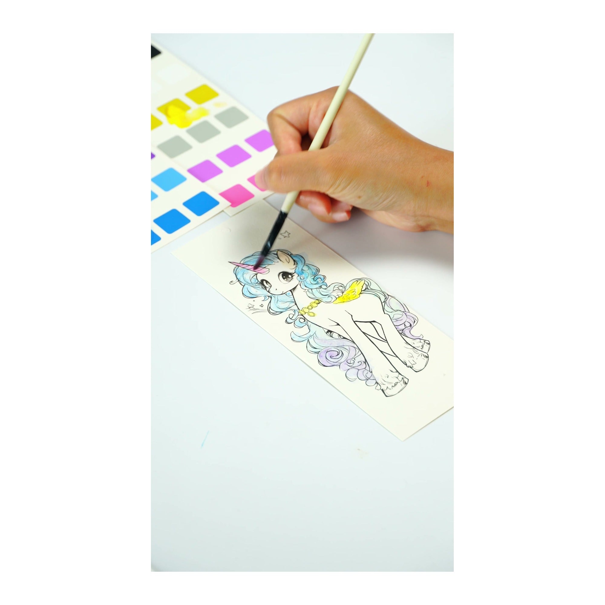 COI0043 Eloria Bloom watercolor bookmark painting process with paper paint card